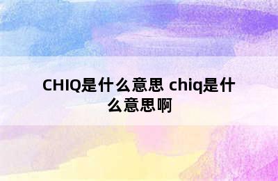 CHIQ是什么意思 chiq是什么意思啊